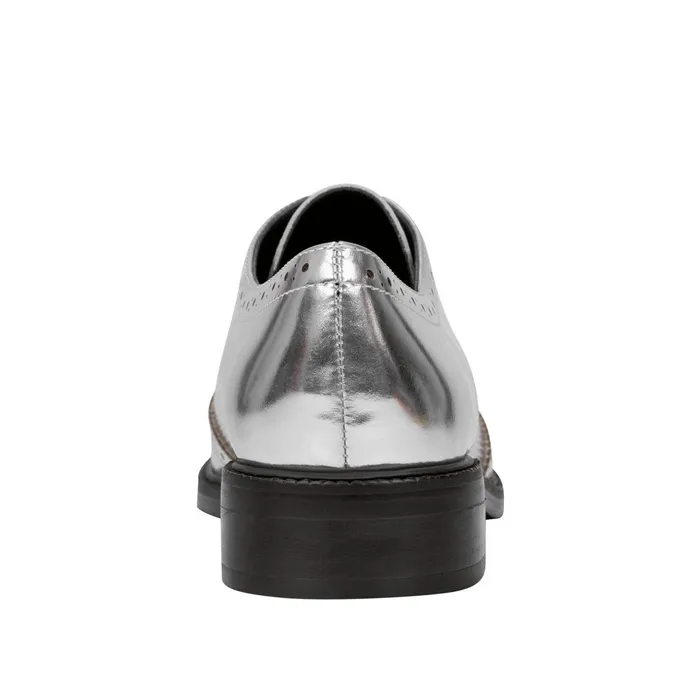 Women Perrie LaceUp Oxford Silver Leather Marc Fisher Loafers and Flats