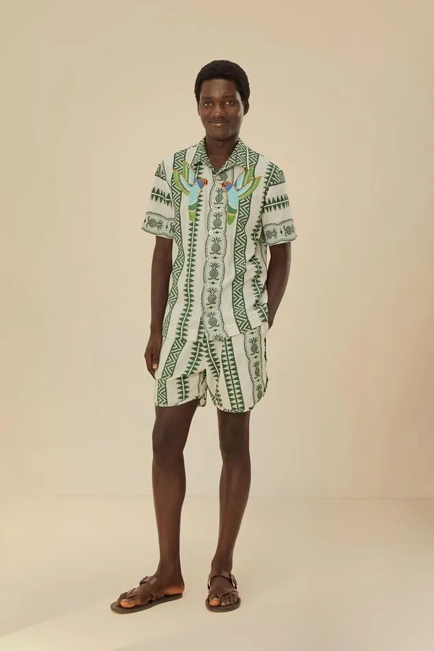 Women Pineapple Jacquard Shorts Green FARM Rio Shorts