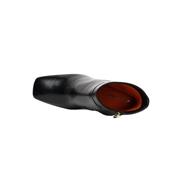 Women Polished Black Leather HighHeel Ankle Boot Santoni Boots and Ankle Boots