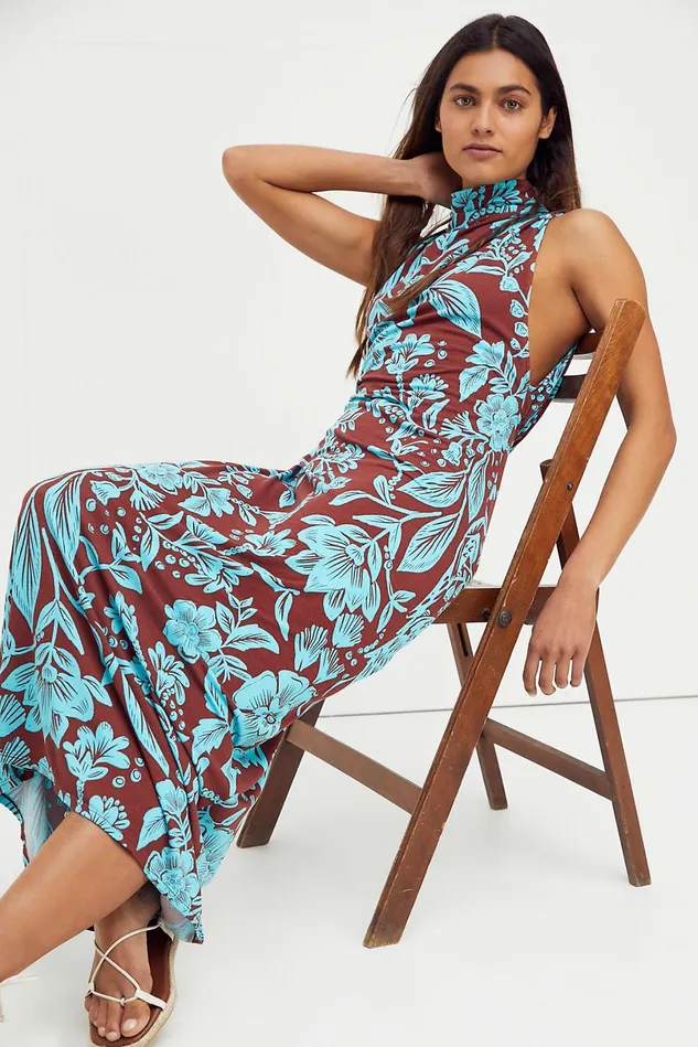 Women Printed Dresses Free People Time To Shine Printed Maxi Rum Raisin