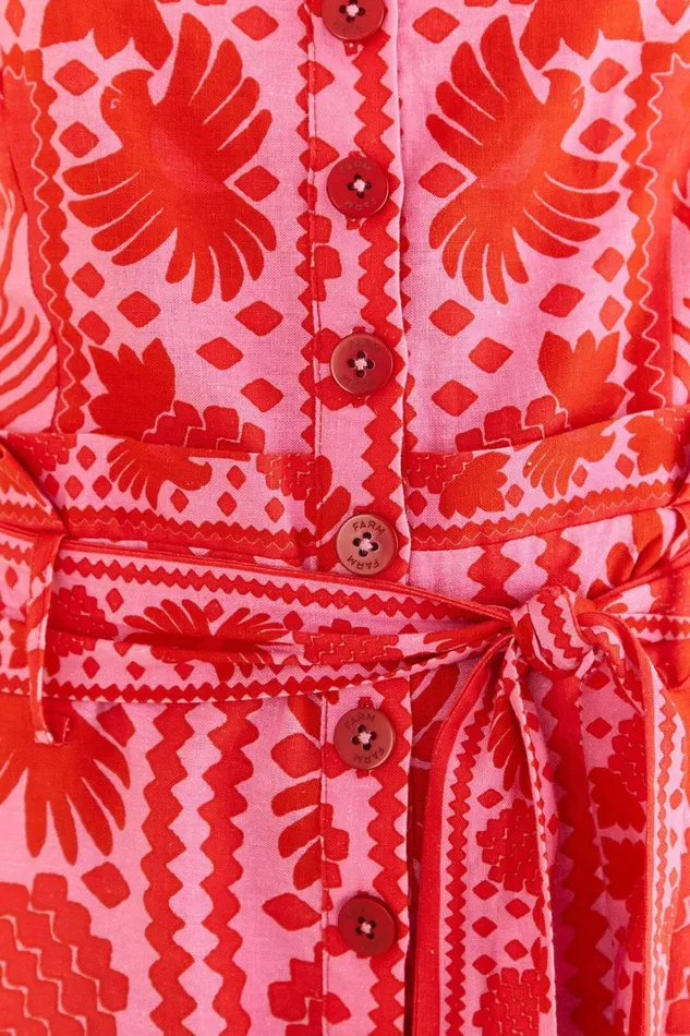Women Red Jungle Scarf Romper Jungle Scarf Red FARM Rio Rompers