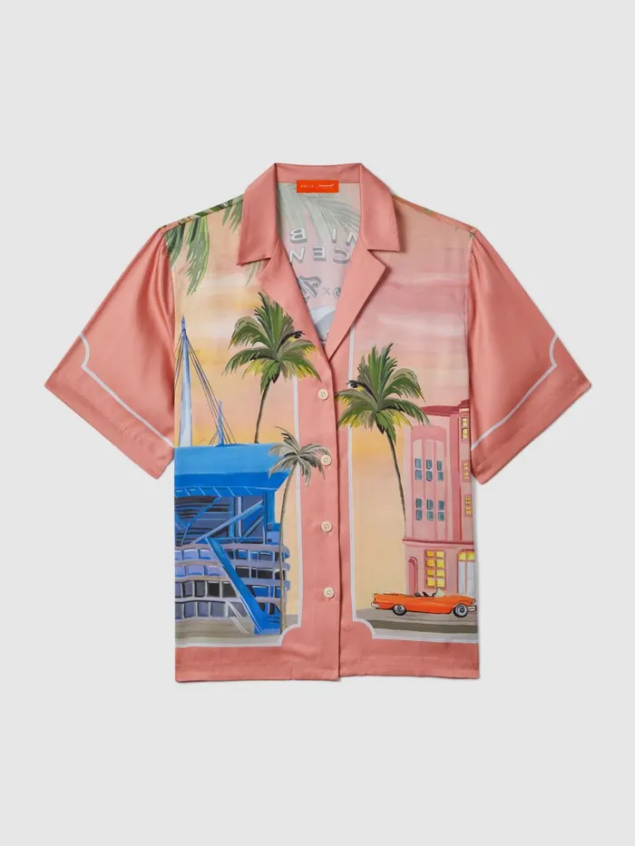 Women Reiss Blouses and Shirts F1 Miami Drawstring Shirt Pink Multi