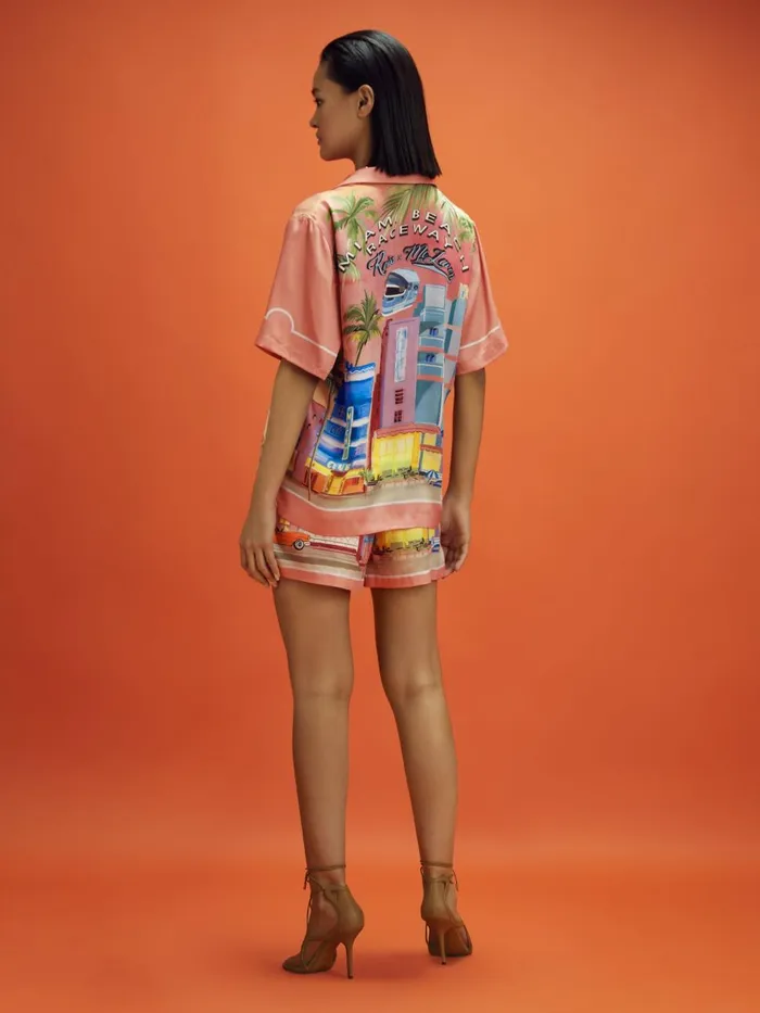 Women Reiss Blouses and Shirts F1 Miami Drawstring Shirt Pink Multi