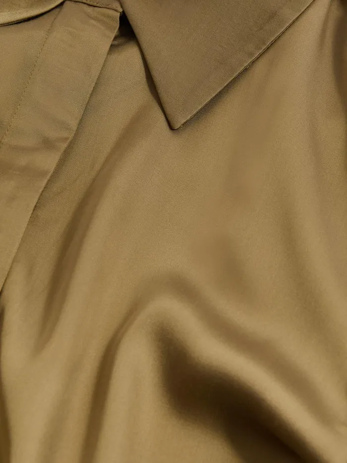 Women Reiss Blouses and Shirts Jasmine Fitted Layered Cuff Shirt Khaki