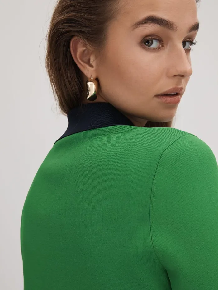 Women Reiss Brands Fitted Contrast Trim Cardigan Bright Green