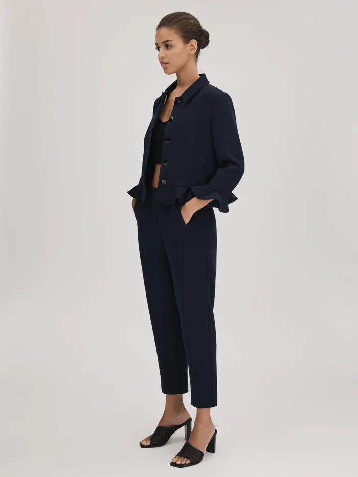 Women Reiss Brands Slim Fit Trousers Navy