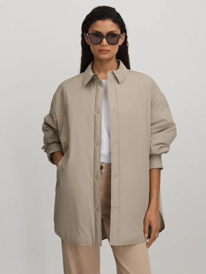 Women Reiss Coats Edition Padded Shirt Jacket Khaki