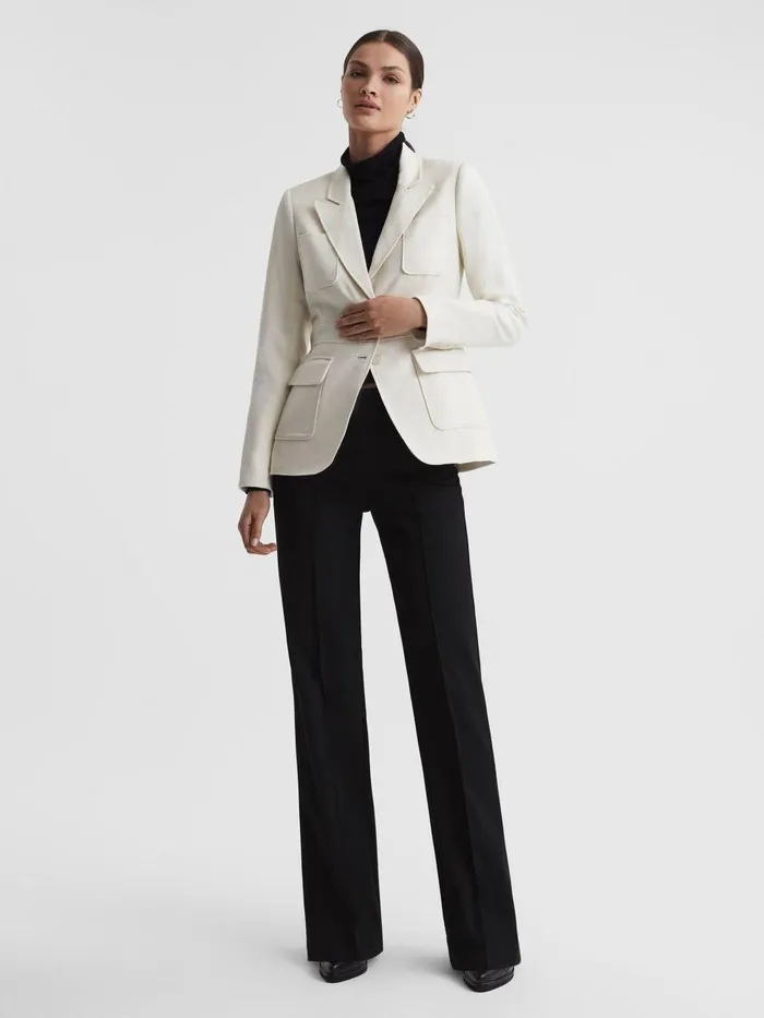 Women Reiss Coats Single Breasted Blazer Ivory