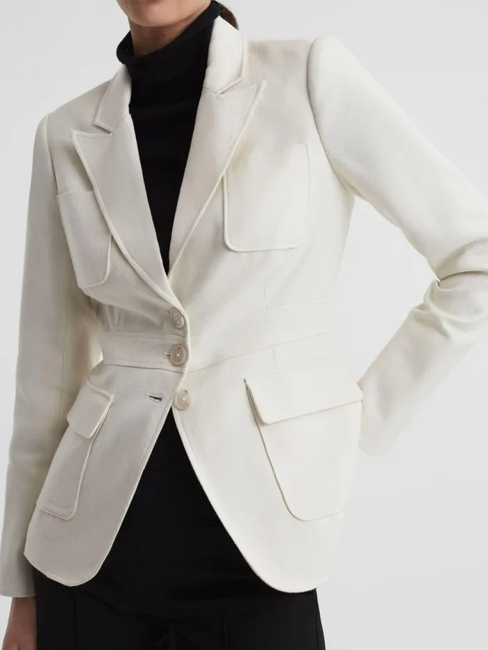 Women Reiss Coats Single Breasted Blazer Ivory