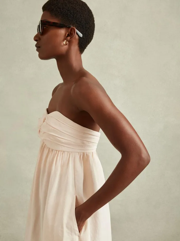 Women Reiss Dresses Evanna Bustier Bubble Hem Parachute Midi Dress Neutral