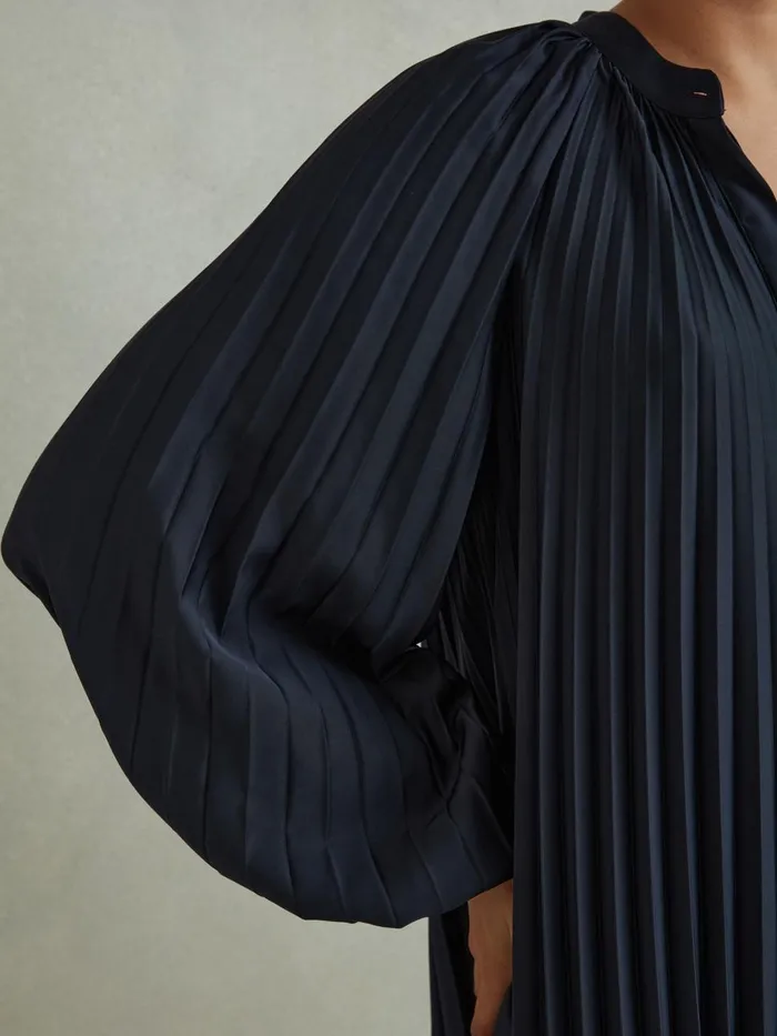 Women Reiss Dresses Gabby Pleated Colourblock Mini Dress Navyblush