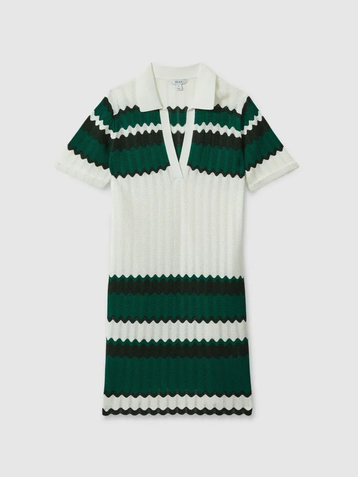 Women Reiss Dresses Malory Knitted Tunic Dress Greenwhite