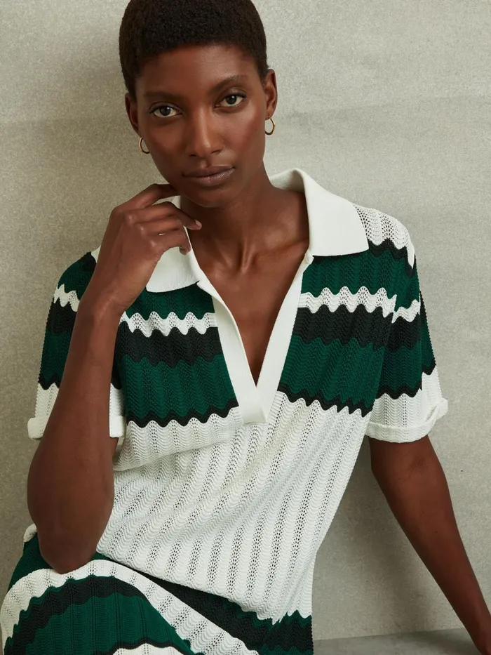 Women Reiss Dresses Malory Knitted Tunic Dress Greenwhite