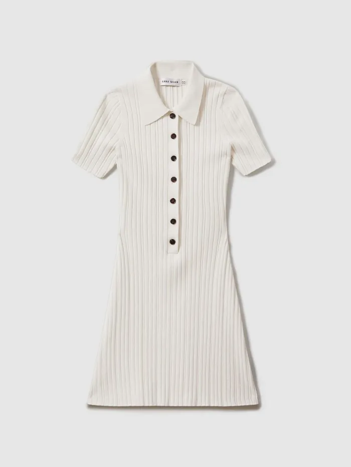 Women Reiss Dresses Quan Ribbed Cotton Mini Dress White