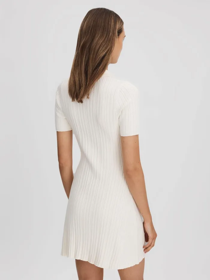 Women Reiss Dresses Quan Ribbed Cotton Mini Dress White