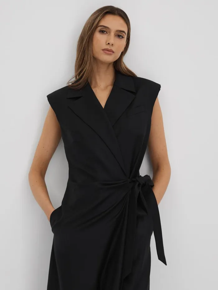 Women Reiss Dresses Quan Wrap Front Maxi Dress Black