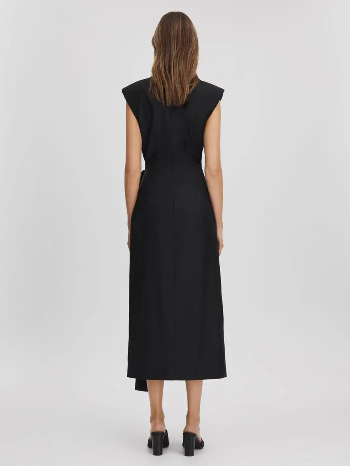 Women Reiss Dresses Quan Wrap Front Maxi Dress Black