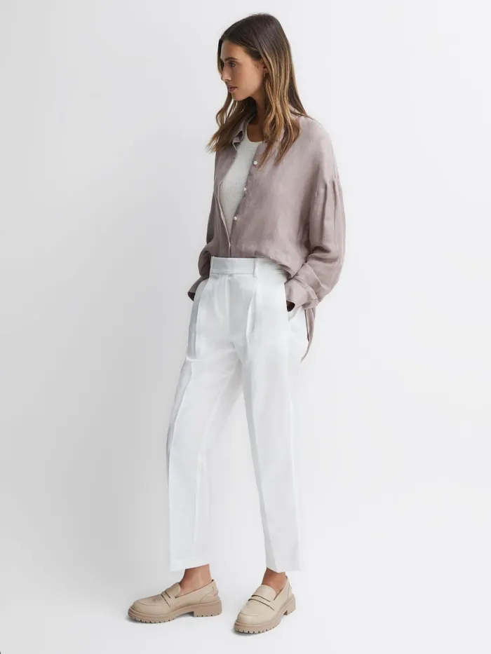 Women Reiss Flats Adele Leather Chunky Cleated Loafers Ecru