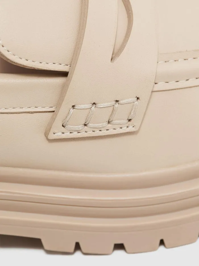 Women Reiss Flats Adele Leather Chunky Cleated Loafers Ecru