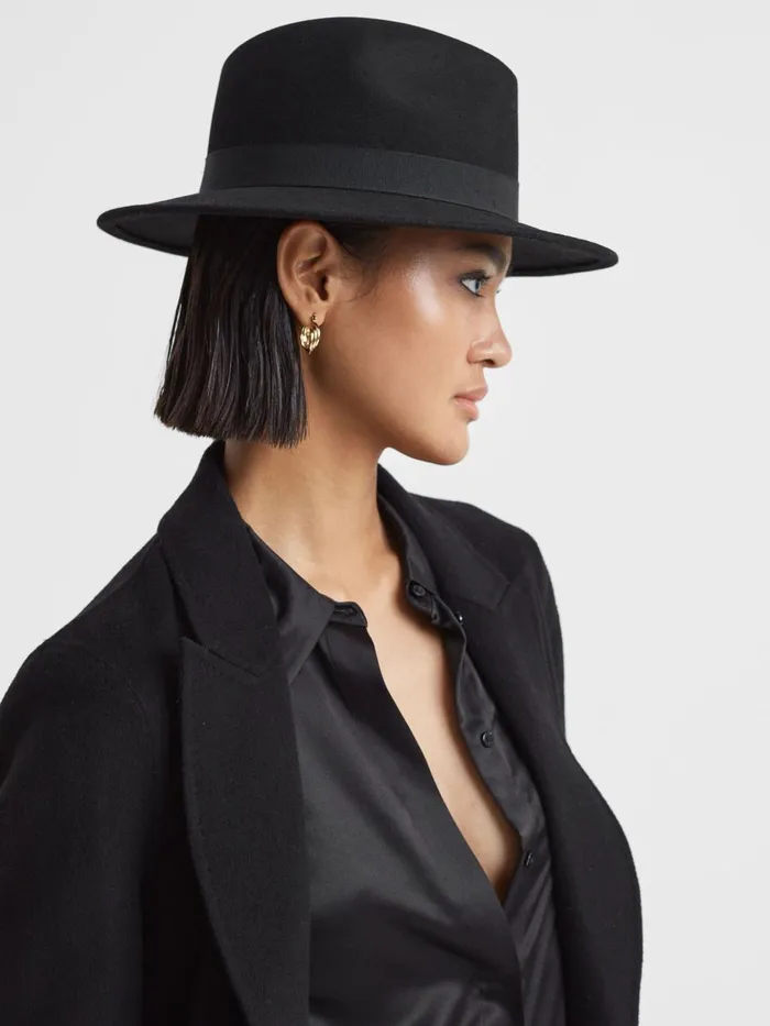 Women Reiss Hats Gloves and Scarves Ashbourne Wool Fedora Hat Black