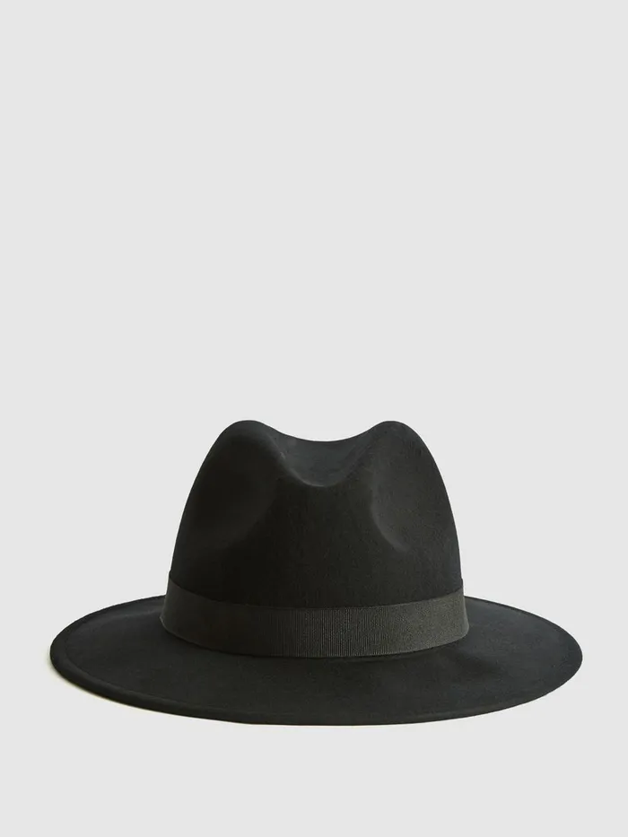 Women Reiss Hats Gloves and Scarves Ashbourne Wool Fedora Hat Black