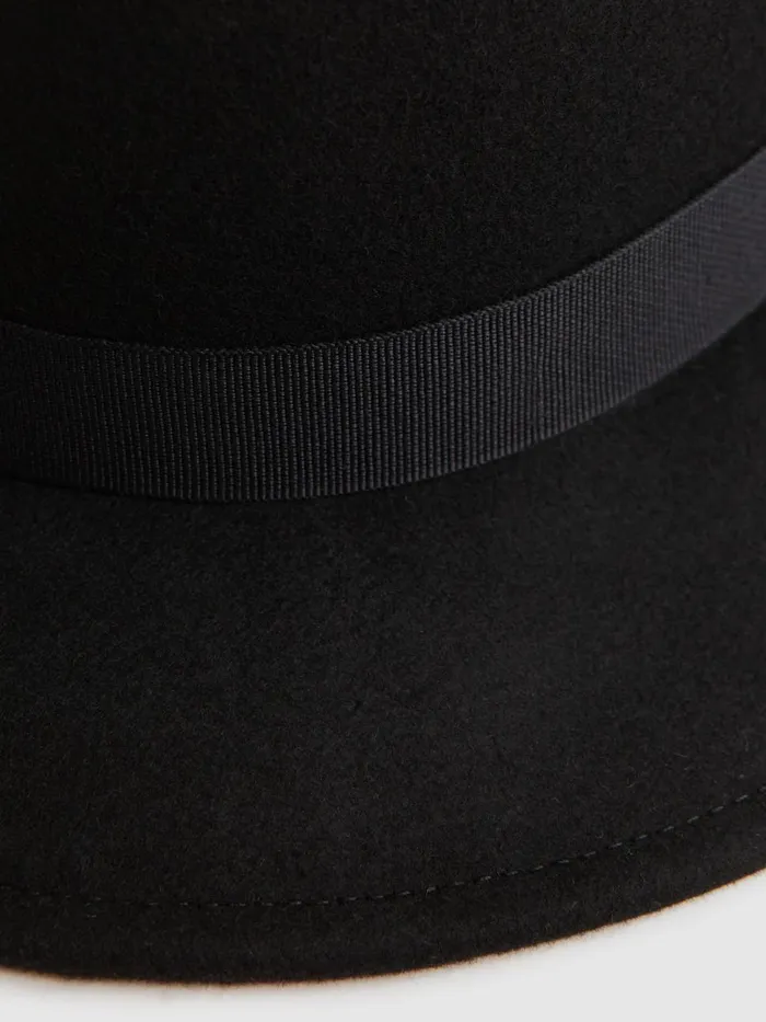 Women Reiss Hats Gloves and Scarves Ashbourne Wool Fedora Hat Black