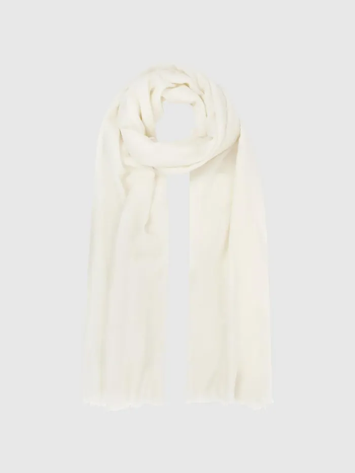 Women Reiss Hats Gloves and Scarves Heidi WoolCashmere Lightweight Scarf Off White