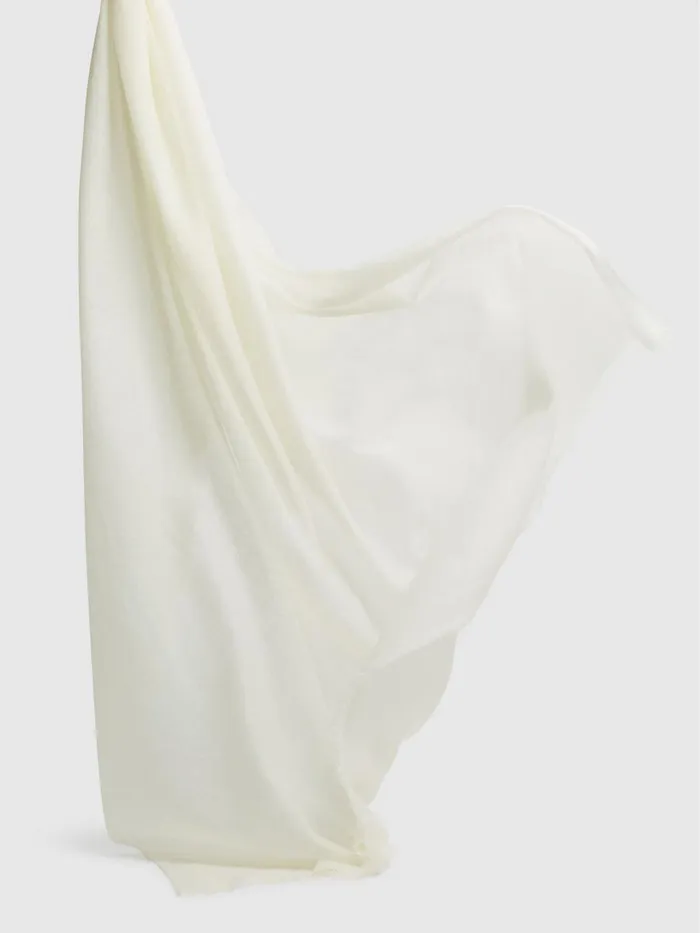 Women Reiss Hats Gloves and Scarves Heidi WoolCashmere Lightweight Scarf Off White