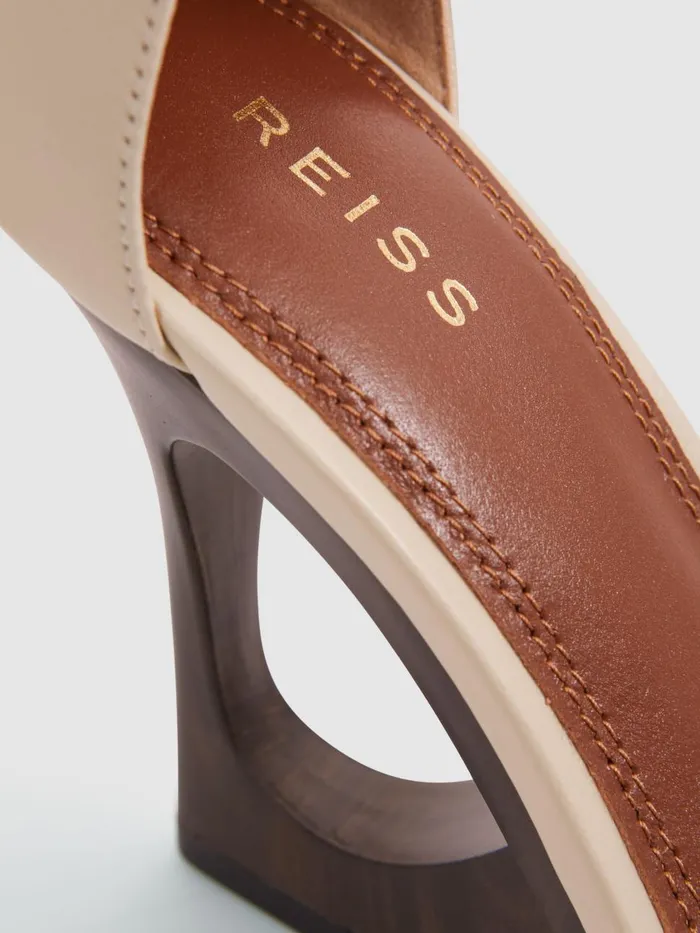 Women Reiss Heels Cora Leather Strappy Wedge Heels Off White