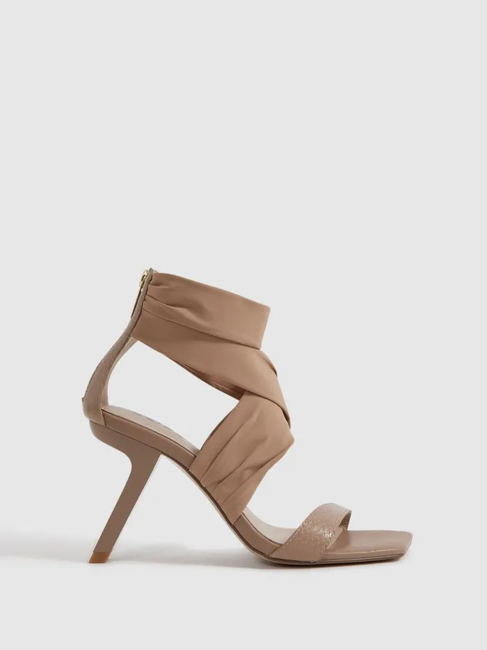 Women Reiss Heels Remi Wrap Front Angled Heels Nude