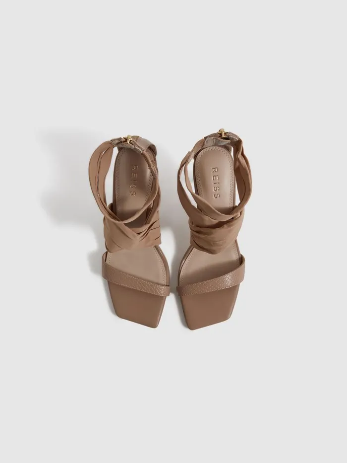 Women Reiss Heels Remi Wrap Front Angled Heels Nude