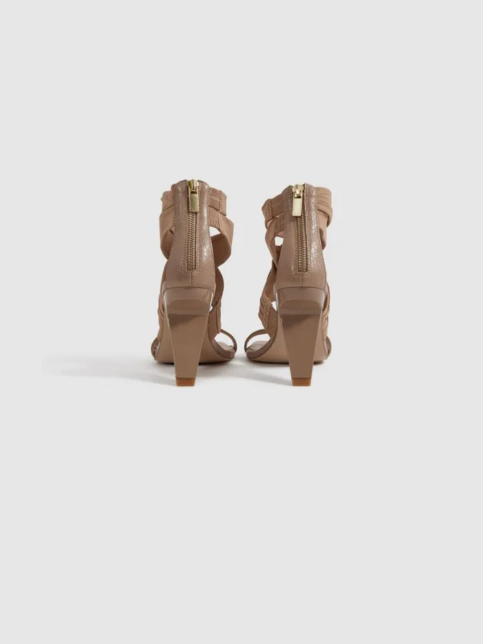 Women Reiss Heels Remi Wrap Front Angled Heels Nude