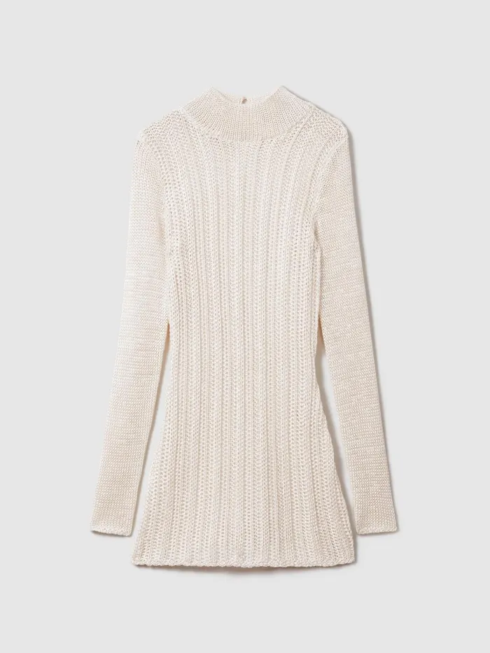 Women Reiss Knitwear Morrow Mini Ivory Sheer Knitted Dress Ivory