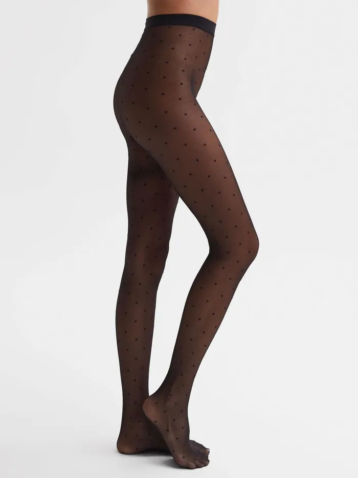 Women Reiss Lingerie Dotted Tights Black