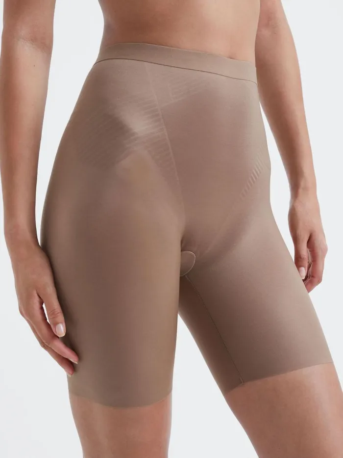Women Reiss Lingerie Shapewear Firming MidThigh Shorts Cafe Au Lait