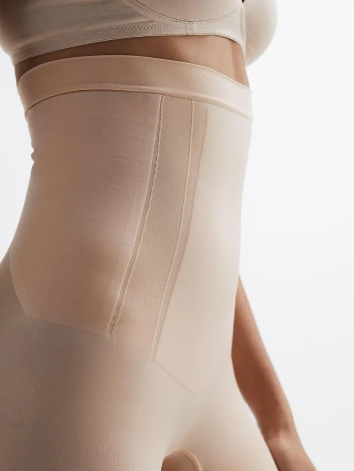 Women Reiss Lingerie Spanx Shapewear High Rise MidThigh Shorts Nude