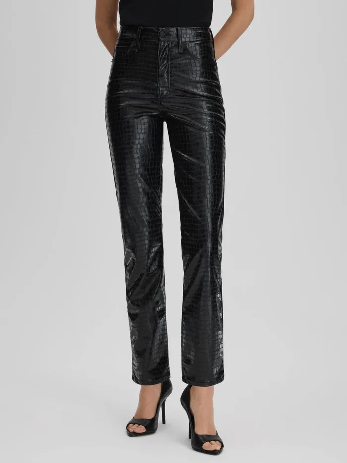 Women Reiss Pants American Good American Slim Fit Faux Leather Jeans Black