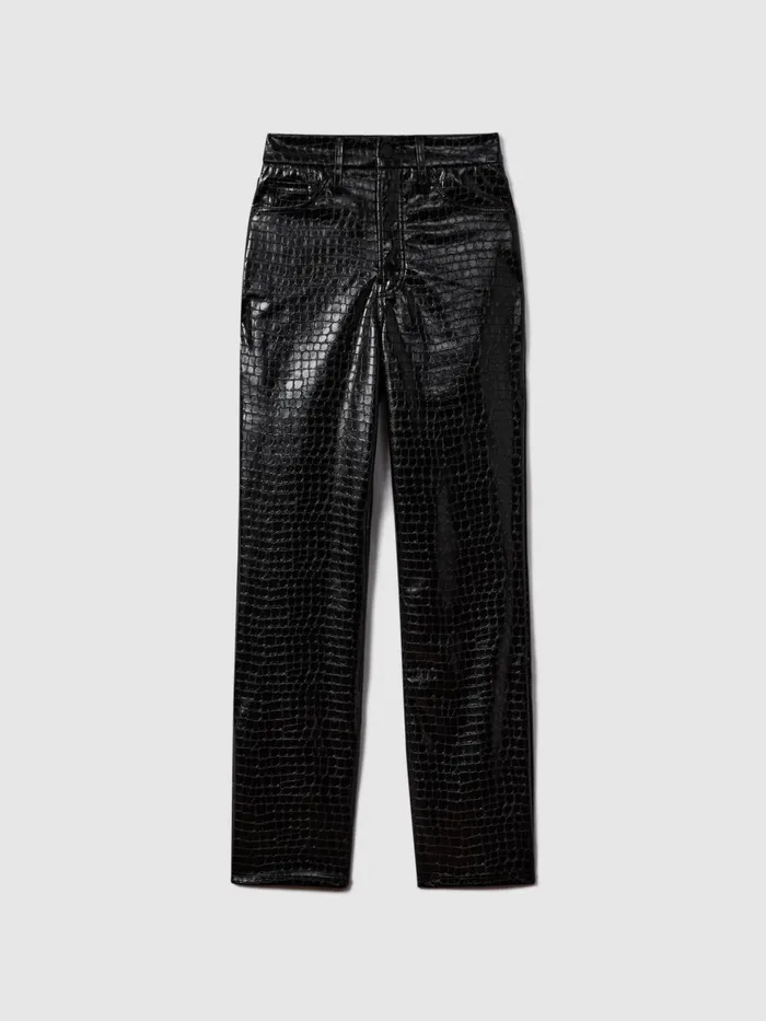 Women Reiss Pants American Good American Slim Fit Faux Leather Jeans Black