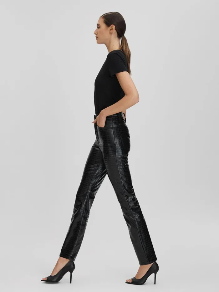 Women Reiss Pants American Good American Slim Fit Faux Leather Jeans Black