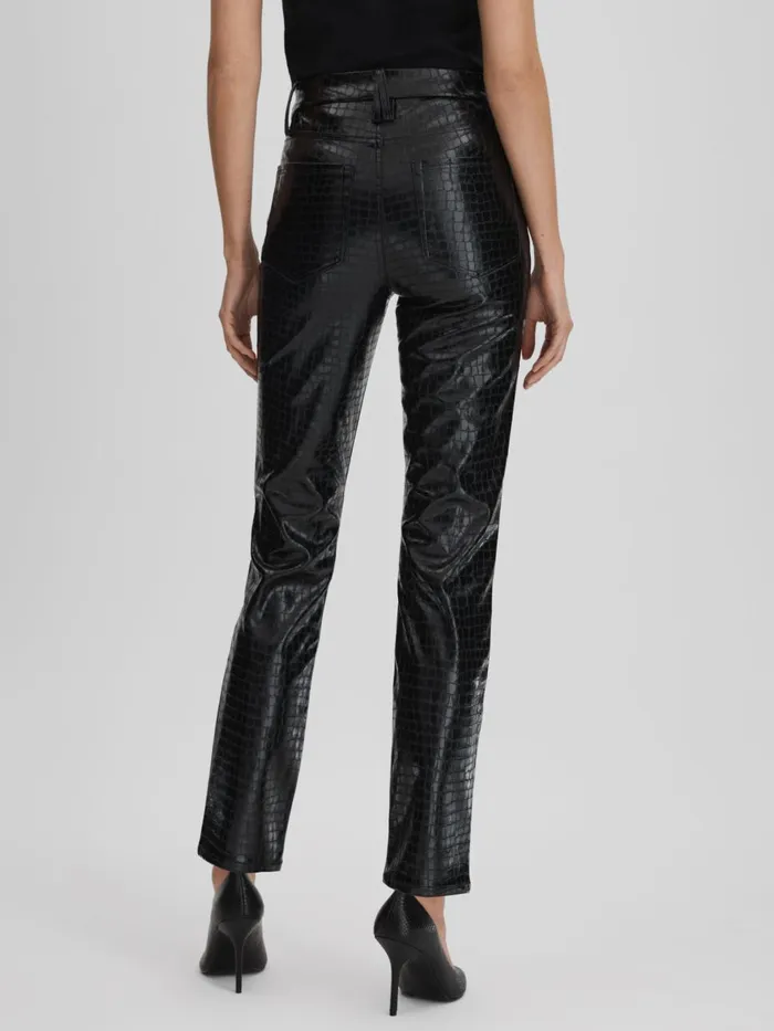 Women Reiss Pants American Good American Slim Fit Faux Leather Jeans Black