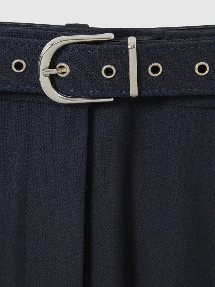 Women Reiss Pants Freja Tapered Belted Trousers Navy