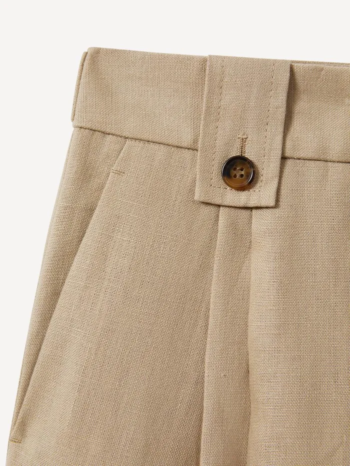 Women Reiss Pants Leila Linen Front Pleat Trousers Light Khaki