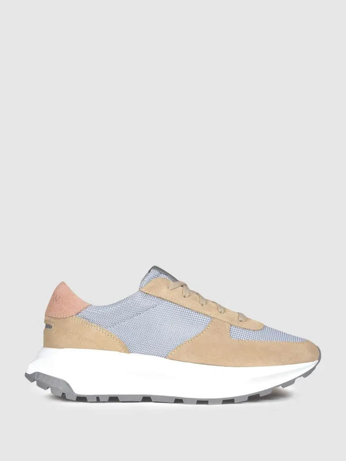 Women Reiss Sneakers Footwear Suede Mesh Trinity Trainers Pinkwhite