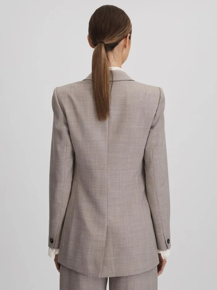 Women Reiss Suits and Tailoring Hazel Tailored Wool Blend Double Breasted Suit Blazer Oatmeal
