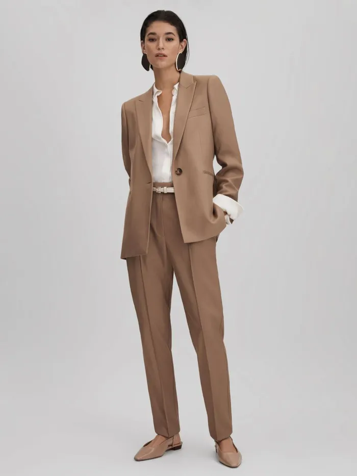 Women Reiss Suits and Tailoring Wren Single Breasted Suit Blazer Mink Neutral
