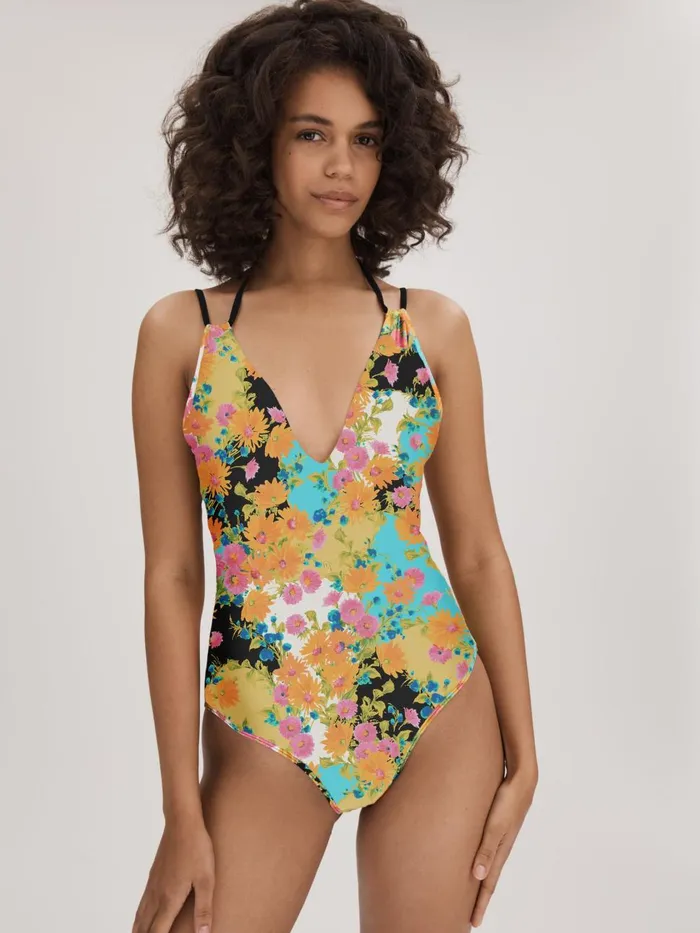 Women Reiss Swimwear Printed Dual Strap Swimsuit Multi