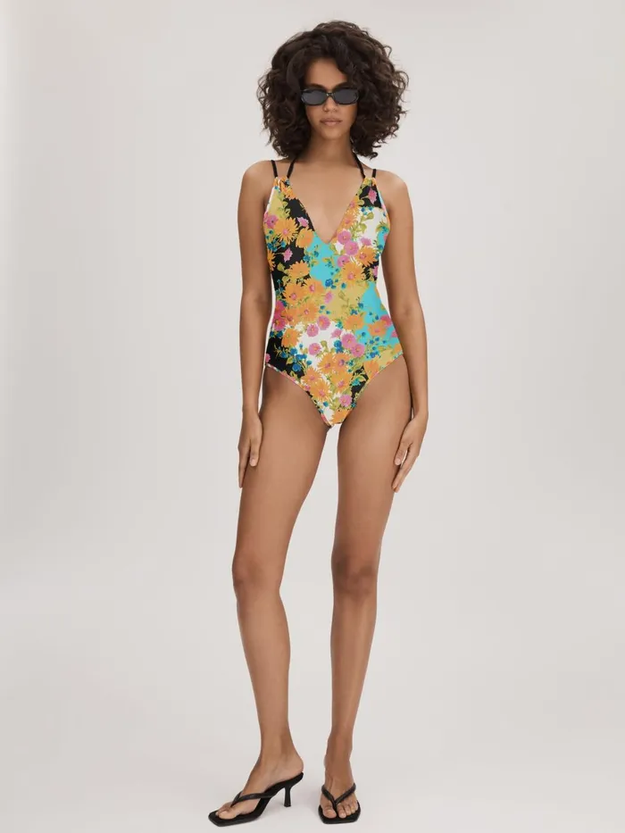 Women Reiss Swimwear Printed Dual Strap Swimsuit Multi