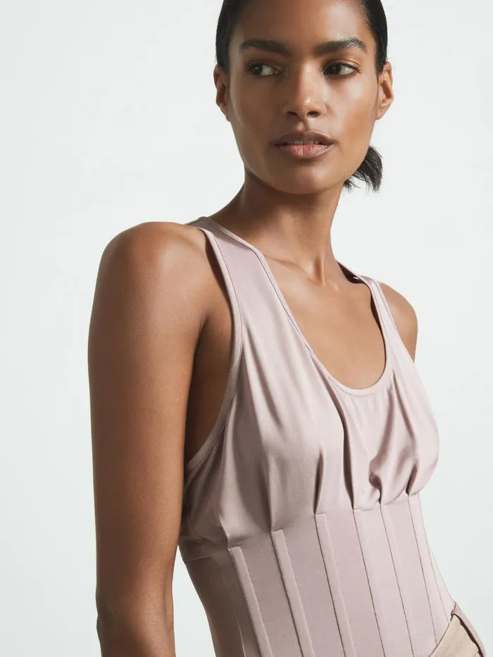Women Reiss Tops Corset Detail Vest Mink