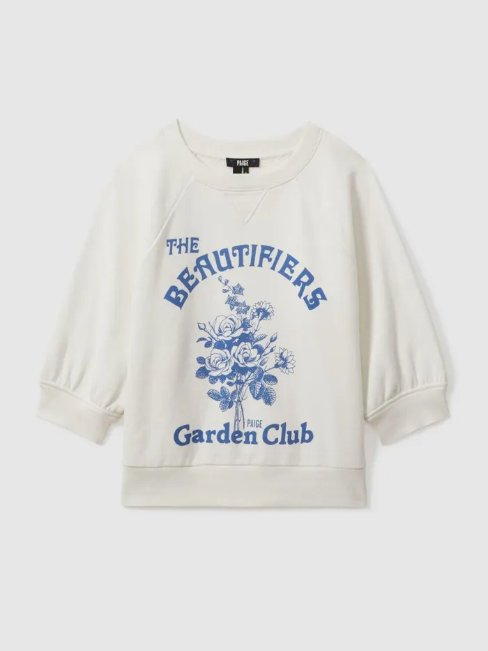 Women Reiss Tops Cotton Terry Graphic Top White