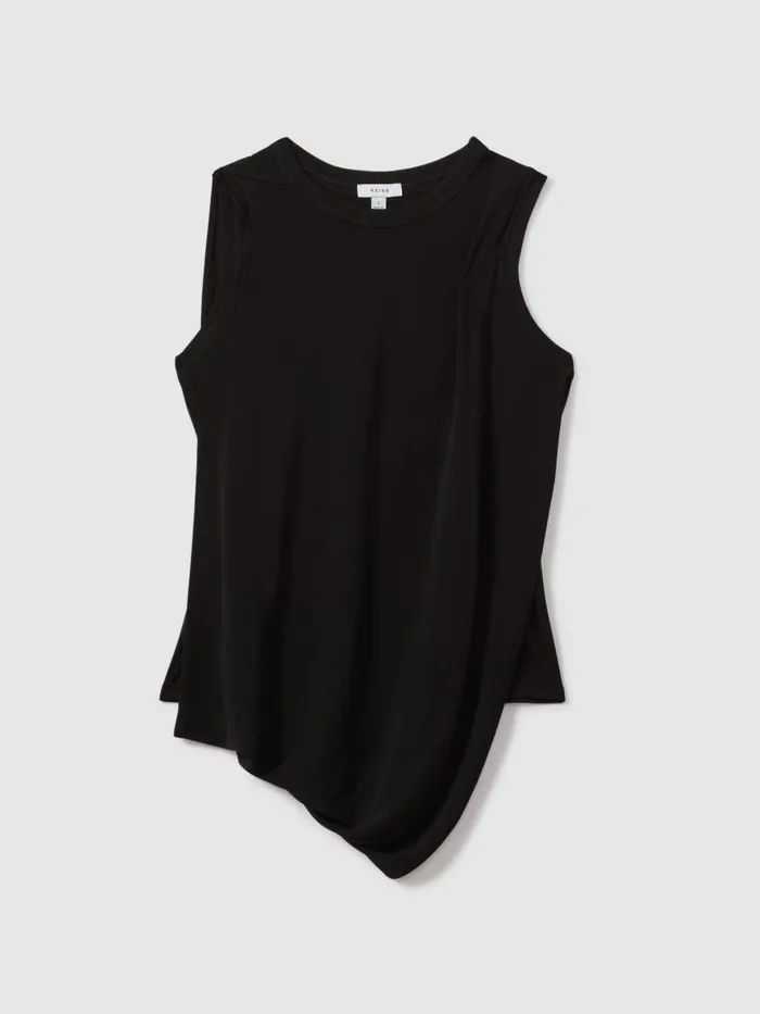 Women Reiss Tops Elva Draped Layered Top Black